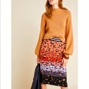 Anthropologie Maeve Leopard Sweater-Knit Pencil Skirt